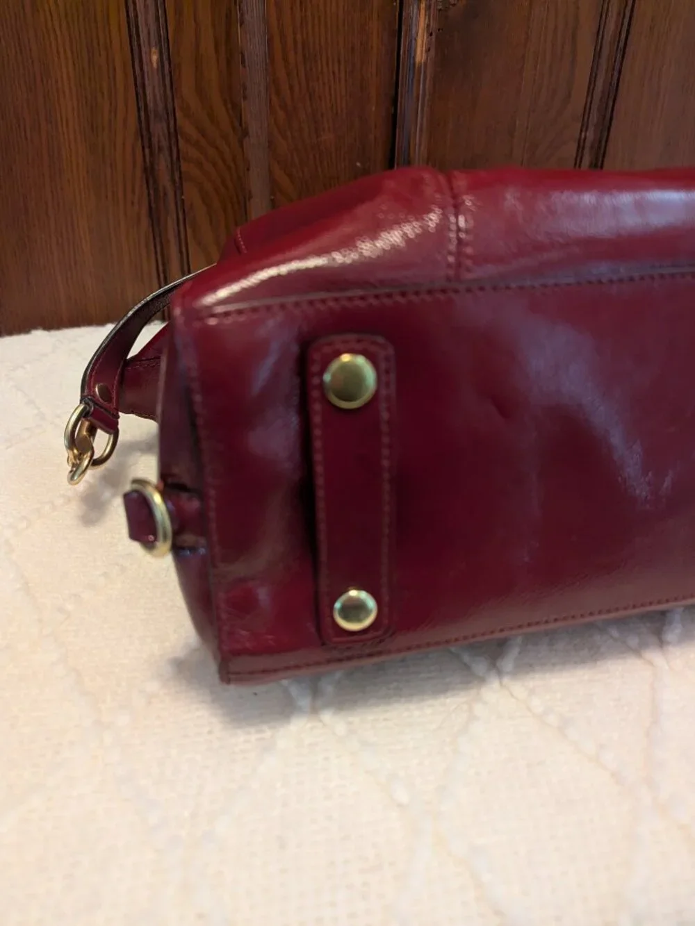 Coach Ashley Red/Burgundy Patent Satchel Bag